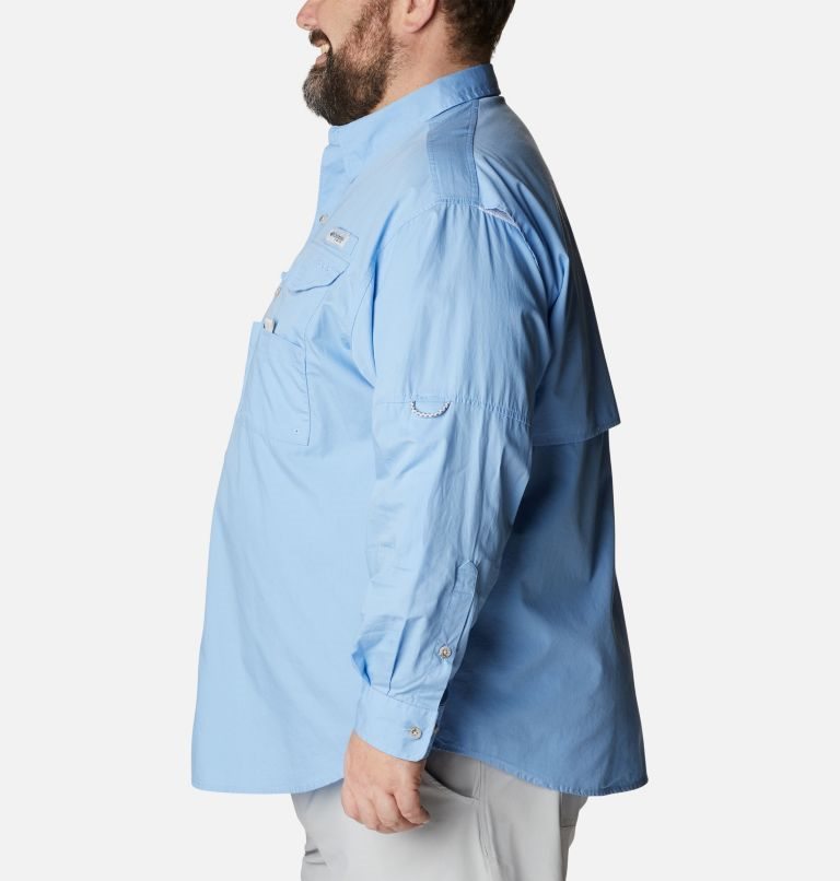 Men's Columbia PFG Bonehead Long Sleeve Shirts Light Blue | Plus Size CA-WA4L0